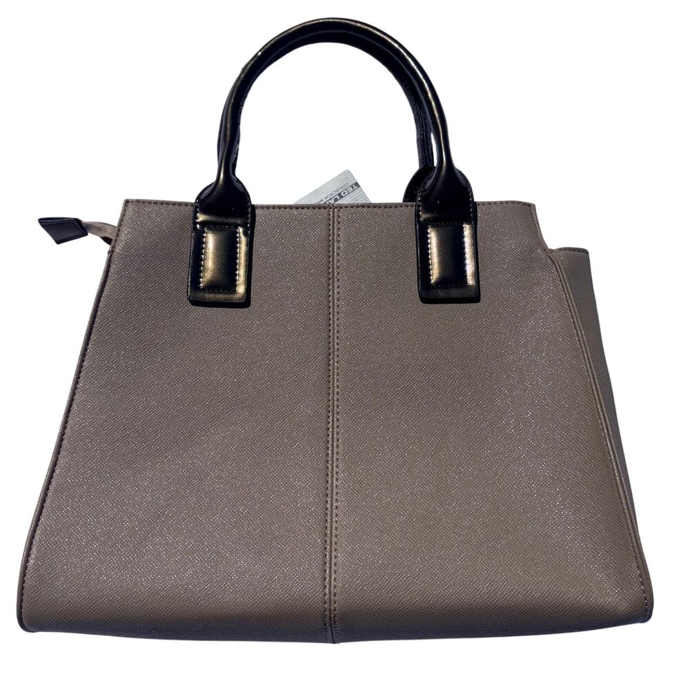 NWT Ted Lapidus Collection Speciale Satchel Handbag Taupe & Metallic Bronze - Picture 3 of 10